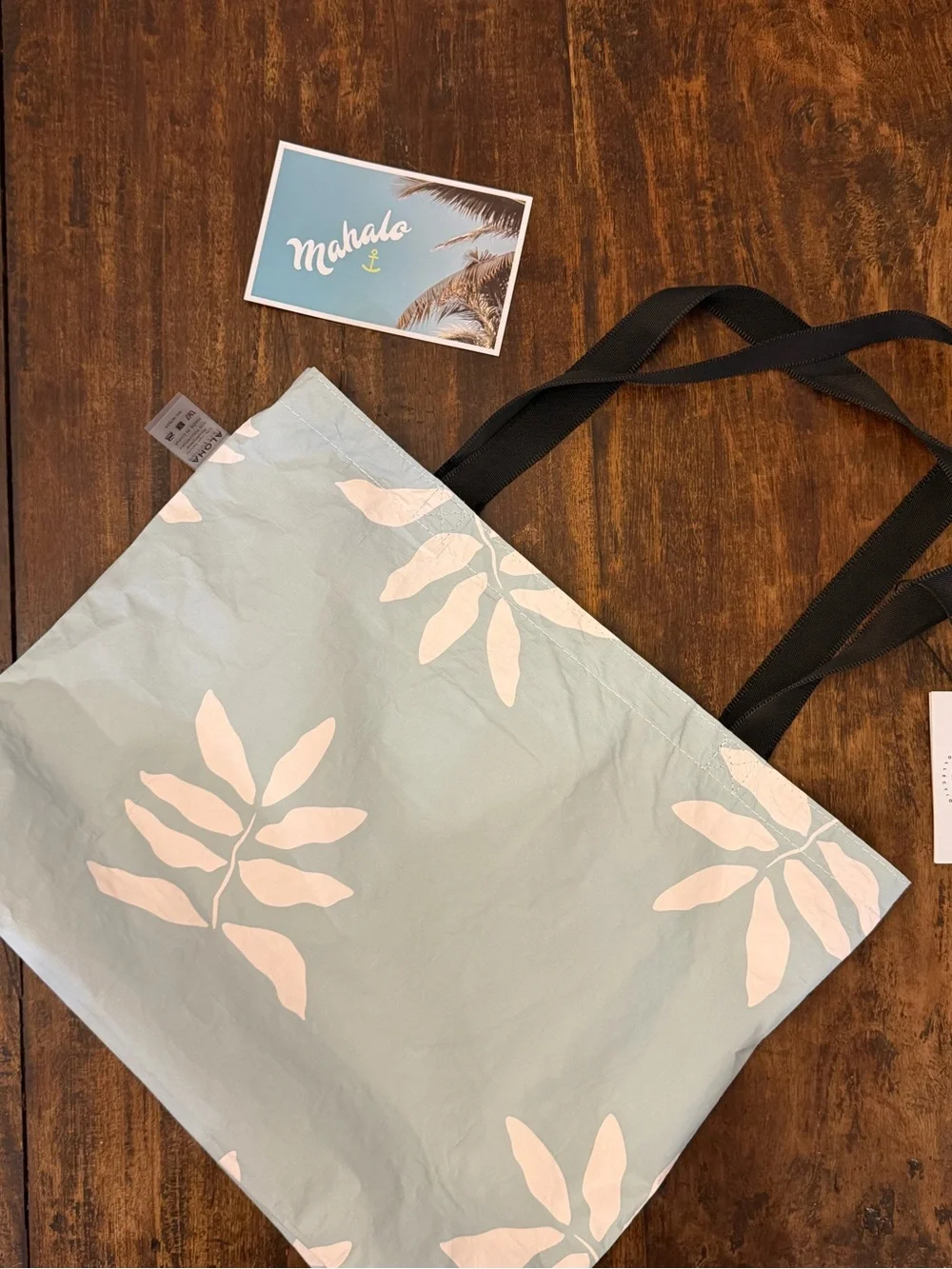 ALOHA Collection “Eve” Navy Floral Reversible Tote with Black Straps NWT